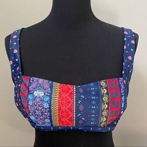 Jessica Simpson Blue Floral Bikini Top XL